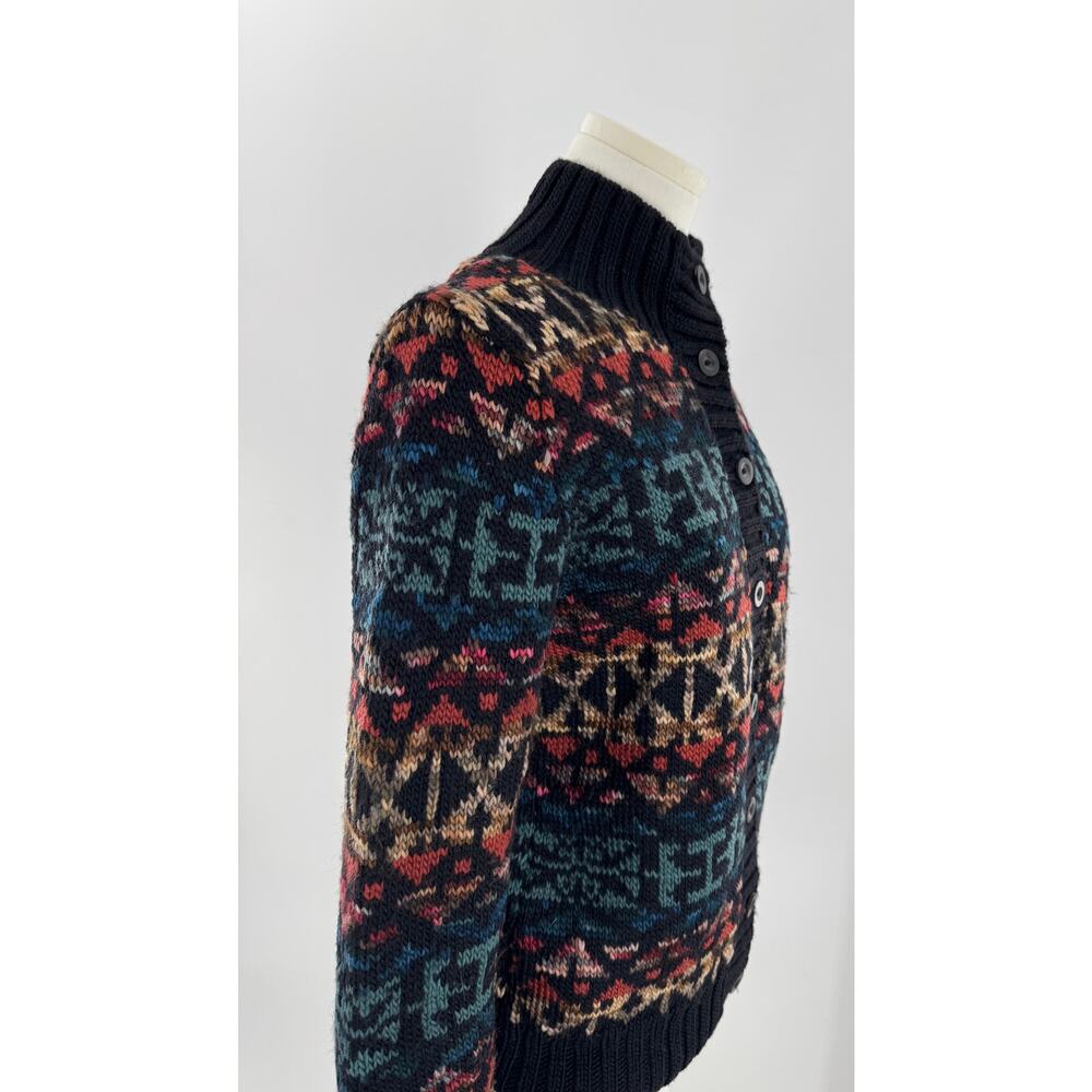 Peruvian Connection 100% Wool Black Multi Sweater… - image 2
